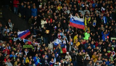 Ljudski vrt na tekmi med Slovenijo in Rusijo